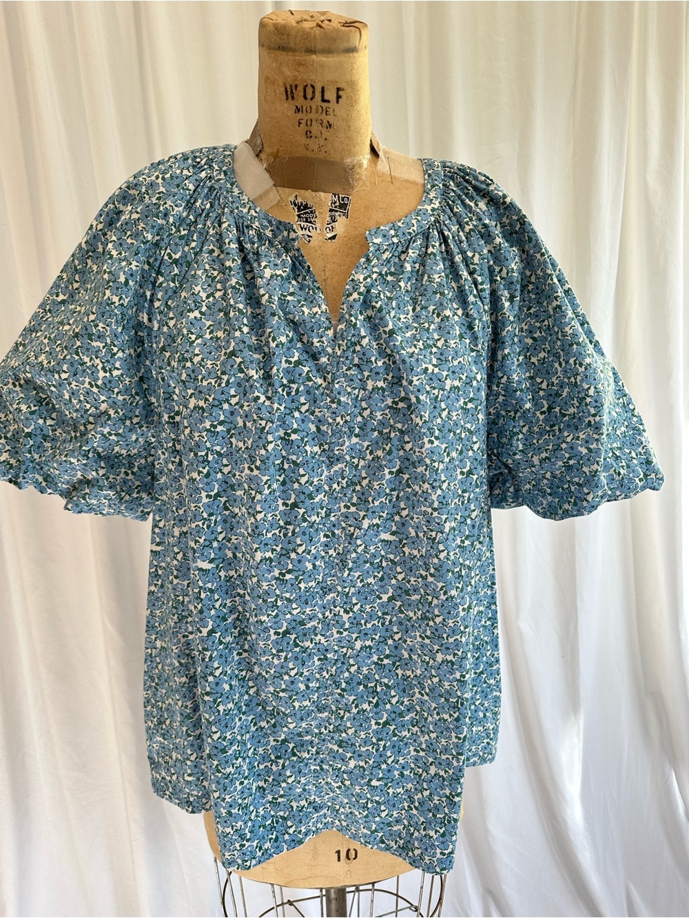 Lane Bryant Blue Floral Peasant Tunic
